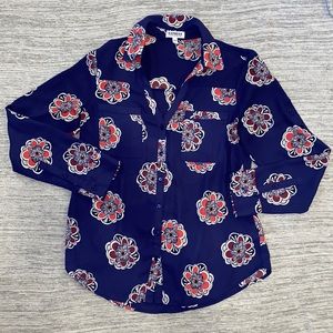 Express portifino shirt blouse sz M navy flowers